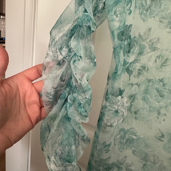 Zara Green Ruffled Sheer Blouse - Picture 4 of 4